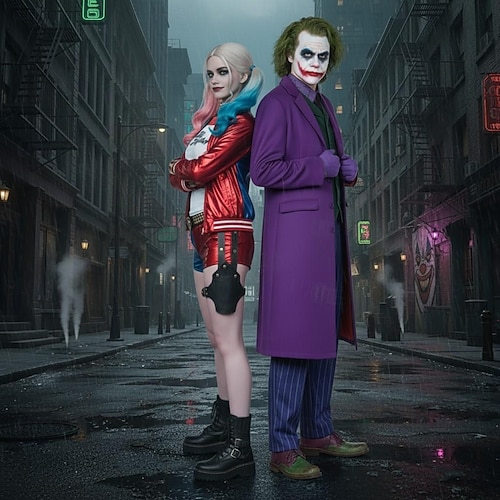  Harley Quinn Joker Colegiul de suicide Ținute Costume de cuplu de grup de Halloween Rochie Elegantă Costum sexy Film Cosplay for Pentru femei Fete Pentru copii Adulți Halloween Zuia Copiilor