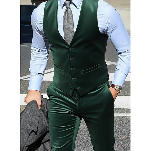  Męskie garnitury ślubne, biznesowe, z klapami w kolorze bordowym, ciemnozielonym, formalne, w jednolitym kolorze, dopasowane, dwuczęściowe