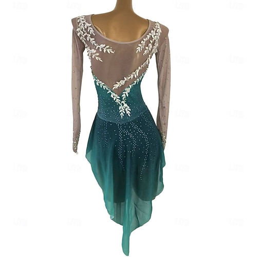 Figure Skating Dress Women's Girls' Ice Skating Dress Green Open Back Asymmetric Hem Mesh High Elasticity Training Competition Skating Wear Classic Crystal / Rhinestone Long Sleeve Ice Skating Figure 2026 - $268.19 Figure Skating Dress Women's Girls' Ice Skating Dress Green Open Back Asymmetric Hem Mesh High Elasticity Training Competition Skating Wear Classic Crystal / Rhinestone Long Sleeve Ice Skating Figure 2026 - $268.19