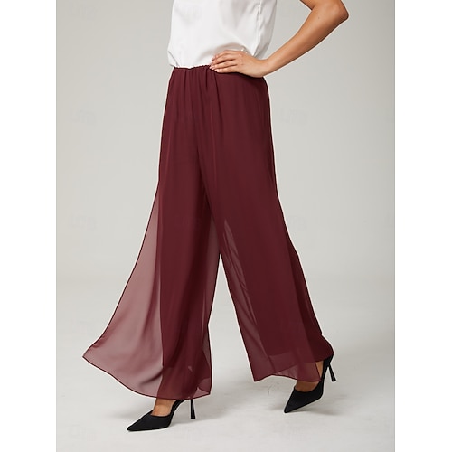  Női Szemtelen Egyenes szárú nadrág Elegáns Stílusos Klasszikus stílus Teljes hossz Közepes csípő Tömör szín Rugalmas derék Nyúlós Esküvő Vakáció Parti Bor Tavasz, Ősz, Tél, Nyár Normál