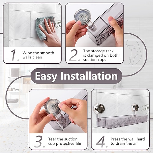  Держатель для хранения на присоске из гофрированного материала, легкий, стильный, без перфорации, передвижная полка для душа, настенная полка для хранения на присоске, без сверления
