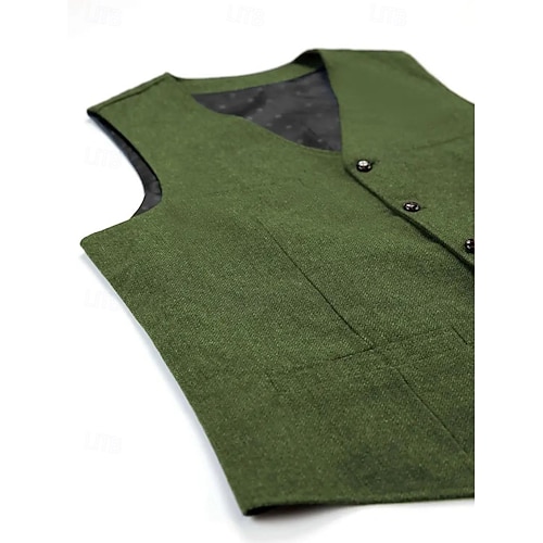  vestă bărbătească vestă de exterior casual zilnic toamnă & iarnă poliester culoare uni termic călduros sacou cu un singur rând de nasturi negru albastru maro verde