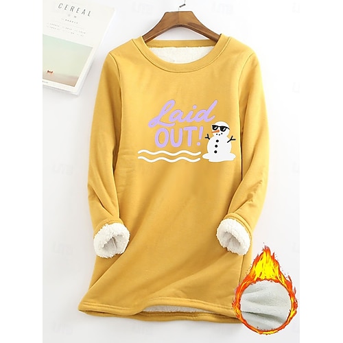  Femmes Sweatshirt Pull Pull Sweat-shirts Lettre Chaud Streetwear Occasionnel manche longue Col ras du cou Hauts Longs Maison Tenue Quotidienne Occasionnel Imprimé Jaune Rose Claire Gris Automne Hiver