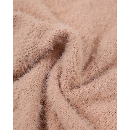  Naisten Neulos Pusero Katutyyli Vapaa-aika Puhdas väri Joustin Tiukka pyöreä kaula-aukko Kudottu Pitkähihainen Tavalliset topit Neuloa ulko- Päivittäin Viikonloppu Punastuvan vaaleanpunainen Syksy