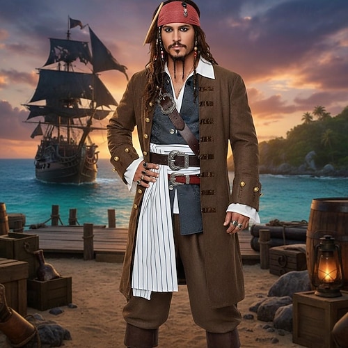 Pirates of the Caribbean Pirát Jack Sparrow Úbory Krásné šaty cosplay Filmové kostýmy for Pánské Dospělé předvečer Všech svatých Karneval Výkon Párty