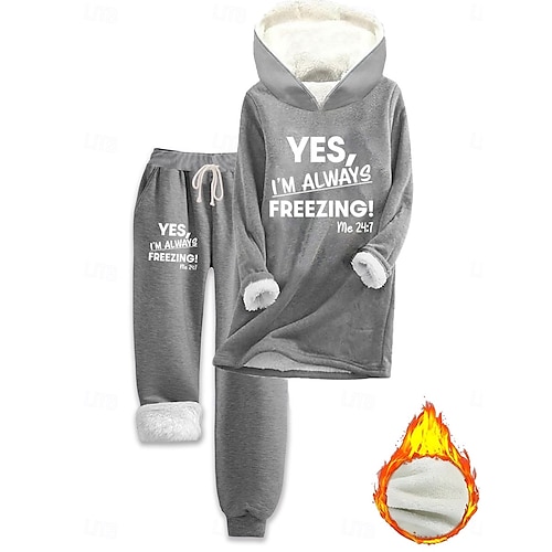  Női Napi Stílusos Kétrészes szettek Tracksuit Nadrág szettek Hosszú ujj Kapucni Grafika Szöveg Zsinór Nyomtatott Hétköznapi Napi Fekete Arcpír rózsaszín Sötétrózsaszín Ősz Normál