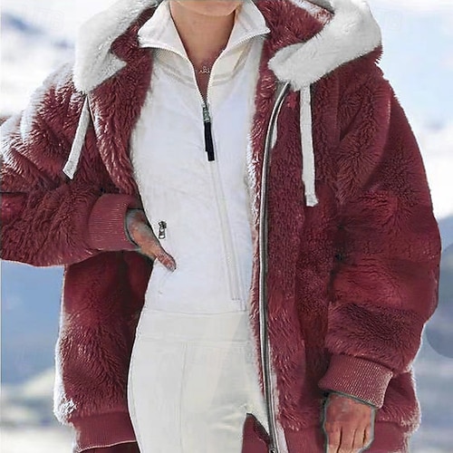  Dam Fleece-jacka Vardaglig jacka Hoodiejacka Bekväm Andningsfunktion Dragkedja Ficka Ledigt Ensfärgat Semester Gata Ledigt Dagliga kläder Dragkedja Normal Huva Normal Långärmad Ytterkläder Svart Vit