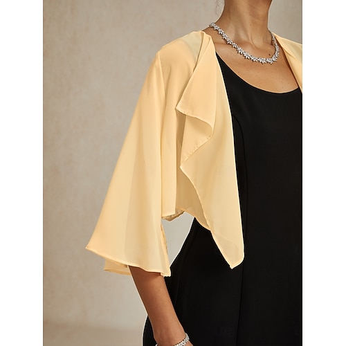  Női Flowy felsők Sifon felsők Tömör szín Elegáns Háromnegyedes Aszimmetrikus Crop Tops Esküvői vendég Pezsgő Nyár Tavasz Ősz