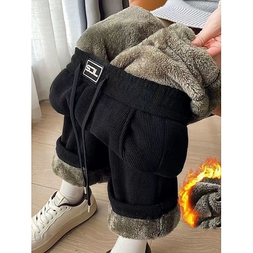 Per donna Pantaloni in Pile Chinos Moda Streetwear Lunghezza intera Vita Alta Semplice Tasca Fascia Elastica Comodo Morbido Confortevole Elasticizzato All'aperto Streetwear Grigio scuro Nero Cachi  Per donna Pantaloni in Pile Chinos Moda Streetwear Lunghezza intera Vita Alta Semplice Tasca Fascia Elastica Comodo Morbido Confortevole Elasticizzato All'aperto Streetwear Grigio scuro Nero Cachi