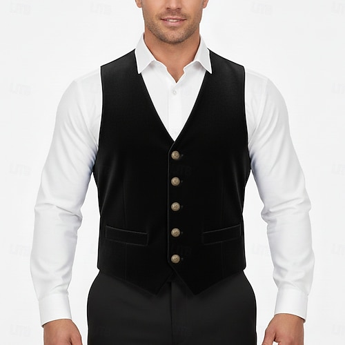  męska kamizelka casualowa z klapami w kolorze czarnym bordowym, formalna, jednokolorowa, dopasowana