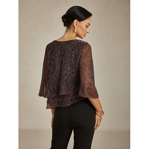 Femmes Chemisier Hauts Élégants Hauts fluides Hauts en mousseline de soie Élégant ancien Occasionnel Manche 3/4 Col ras du cou Col Bateau Travail Quotidien Tenues pour un rendez-vous galant  Femmes Chemisier Hauts Élégants Hauts fluides Hauts en mousseline de soie Élégant ancien Occasionnel Manche 3/4 Col ras du cou Col Bateau Travail Quotidien Tenues pour un rendez-vous galant