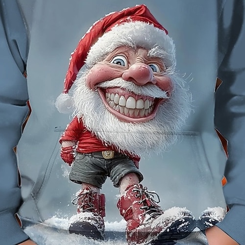  Natale Ragazzi 3D Grafico Babbo Natale Ogni Felpa con Cappuccio Manica Lunga Primavera Autunno Moda Streetwear Bambini 4-12 Anni Con cappuccio All'aperto Casuale Quotidiano Vestibilità regolare