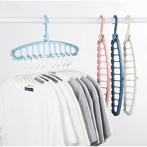  4 Pack Clothes Hanger Organizer,11 Holes Rotate Anti-Skid Folding Hanger with Multifunction Space Saving and Cascading Features for Heavy Clothes, Shirts Pants Dresses Coats