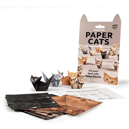 3D Origami Katzen Bastelset - 50-teiliges Papercraft Für Kinder Und Erwachsene