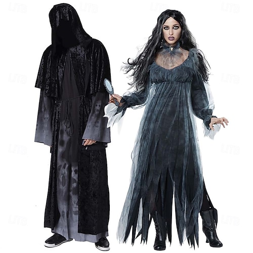  Smrtka Duch nevěsta předvečer Všech svatých Fancy kostým Halloween skupinové kostýmy pro páry Strašidelný kostým Dospělé Pro páry Pánské Dámské Karneval Plesová maškaráda Mardi Gras Výkon Párty