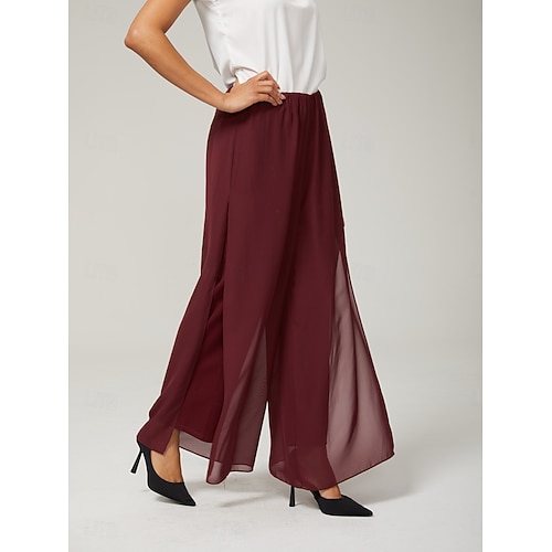  Női Szemtelen Egyenes szárú nadrág Elegáns Stílusos Klasszikus stílus Teljes hossz Közepes csípő Tömör szín Rugalmas derék Nyúlós Esküvő Vakáció Parti Bor Tavasz, Ősz, Tél, Nyár Normál