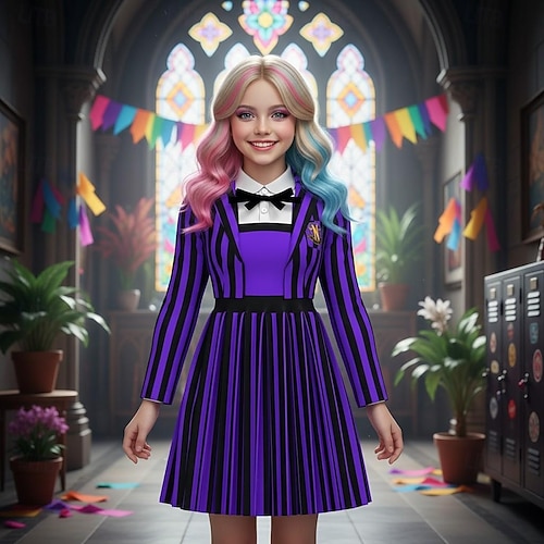 Temná akademie Karneval Šaty Fancy kostým Školní uniforma Gotický horor gotický Horor Strašidelný kostým Dětské Dospělé Dámské Dívčí předvečer Všech svatých Karneval Výkon Párty Snadný karnevalov