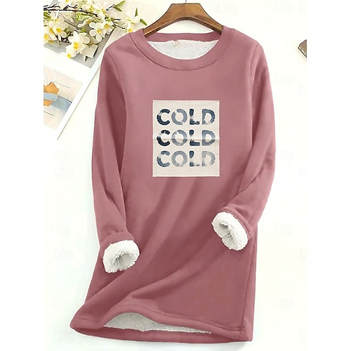  Pull femme sweat graphique lettre chaud décontracté duveteux manches longues col rond long hauts street casual rose clair noir rose foncé bleu printemps automne hiver