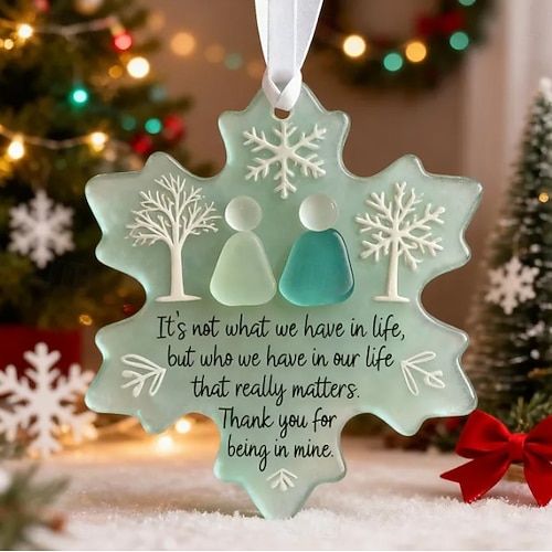  Snowflake Shaped Acrylic Snowflake Sea Glass Friendship Christmas Ornament Unique Friendship Keepsake Coastal Winter Xmas Tree Decoration Ideal Gifts for Best Friends
