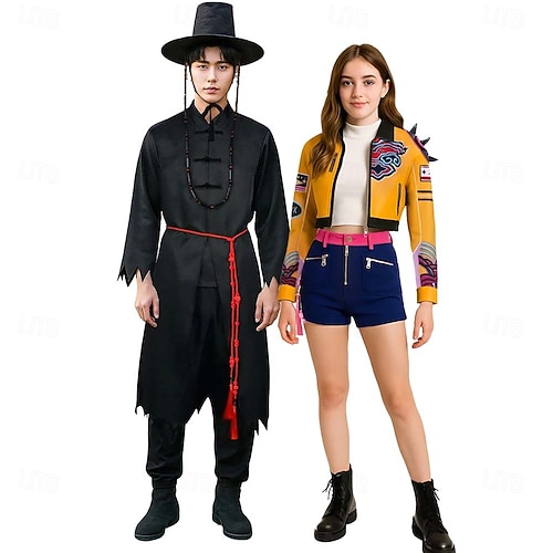  Lovci démonů z K-Popu Rúmí Saja Boys Jinu Saja Hanbok Halloween skupinové kostýmy pro páry Krásné šaty Korejský tradiční Virtuální idol Filmové kostýmy for Pro páry Pánské Dámské Dětské Dospělé