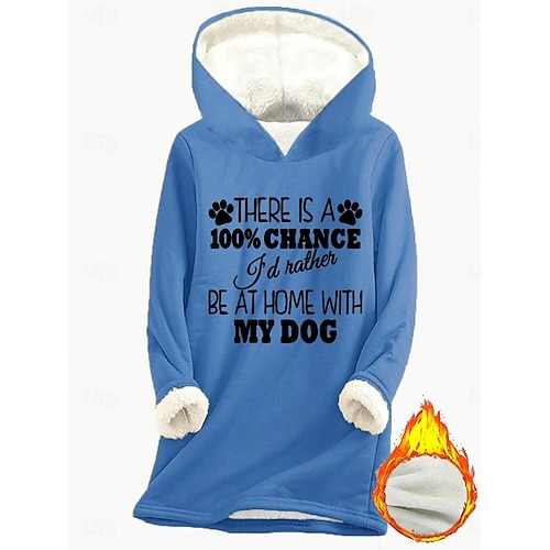  Femmes Sweat à capuche Graphique Lettre Occasionnel Confort manche longue À capuche Hauts Réguliers Rue Tenue Quotidienne Occasionnel Imprimé Rose Claire Bleu Gris Automne Hiver