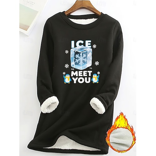  Pull femme sweat graphique lettre chaud décontracté duveteux manches longues col rond long hauts street casual rose clair noir rose foncé bleu printemps automne hiver
