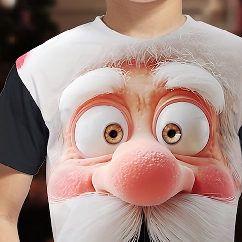  Karácsony Fiú 3D Grafika Mikulás Póló Rövid ujjú Nyár Tavasz Divat Alap Gyerekek 4-12 év Terített nyak Szabadtéri Hétköznapi Napi Normál