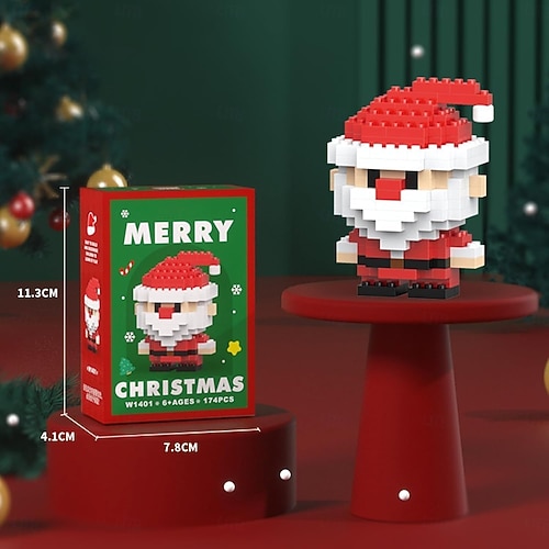  Bausteine im Weihnachtsmann-Design, 12er-Pack Weihnachtsbausteine, Ornamentspielzeug, Mini-Baufiguren, Weihnachtsstrumpffüller, Partygeschenke, ideal als Weihnachts-, Neujahrs- und Geburtstagsgeschenk