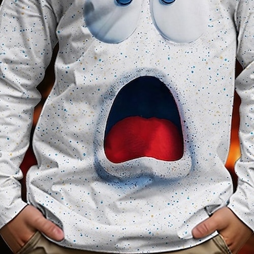  Jul Pojkar 3D Grafisk Tecknat T-shirt Långärmad Vår Höst Mode Grundläggande Barn 4-12 år Rund hals Utomhus Ledigt Dagligen Normal