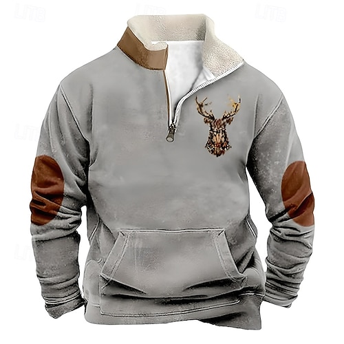 Per uomo Maglia Felpa in pile Maglione Felpa con zip corta Felpa