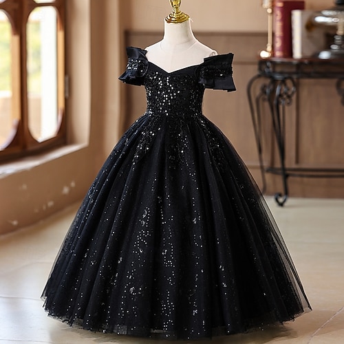 open lace back dress Glitter Sequin Baby/Kids Girls Puffy Formal Party Dress/Gown  Children's  Territory a Unit of VIC&SI LLC