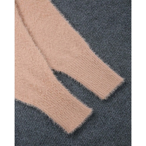  Naisten Neulos Pusero Katutyyli Vapaa-aika Puhdas väri Joustin Tiukka pyöreä kaula-aukko Kudottu Pitkähihainen Tavalliset topit Neuloa ulko- Päivittäin Viikonloppu Punastuvan vaaleanpunainen Syksy