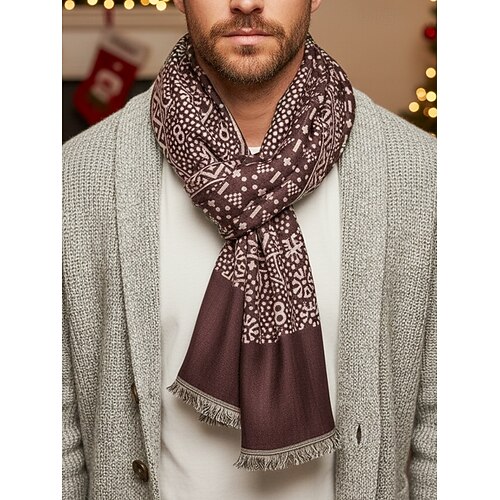 Écharpe d'hiver en coton pour homme avec motif cachemire ethnique, châle doux et léger, cadeau de Noël pour lui, vêtements décontractés et de vacances