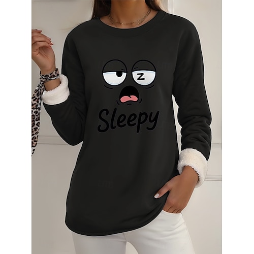  Pull-over pour femme, sweat-shirt graphique, chaud, décontracté, duveteux, manches longues, col rond, régulier, haut, streetwear, décontracté, jaune, rose, rose foncé, bleu, gris, printemps, automne,