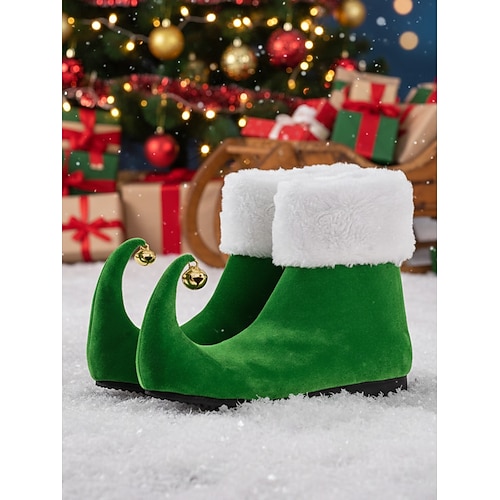 DEGUISE TOI Copriscarpe da Elfo con Pompon per Adulto - Rosso - Taglia