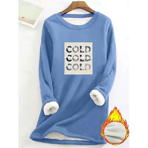  Pull femme sweat graphique lettre chaud décontracté duveteux manches longues col rond long hauts street casual rose clair noir rose foncé bleu printemps automne hiver