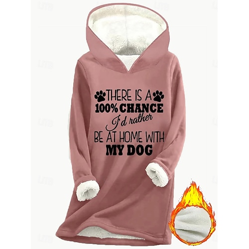  Femmes Sweat à capuche Graphique Lettre Occasionnel Confort manche longue À capuche Hauts Réguliers Rue Tenue Quotidienne Occasionnel Imprimé Rose Claire Bleu Gris Automne Hiver