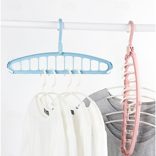  4 Pack Clothes Hanger Organizer,11 Holes Rotate Anti-Skid Folding Hanger with Multifunction Space Saving and Cascading Features for Heavy Clothes, Shirts Pants Dresses Coats