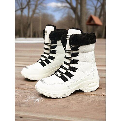 Bottes D'hiver Femmes - Bottines Chaudes Doublées Fausse Fourrure, Antidérapantes, Zippées - Taille 36 à 42 EU