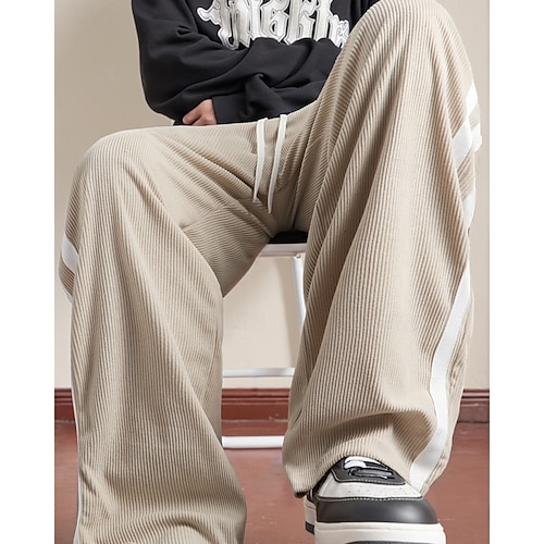 Pantalon De Survêtement Homme En Coton - Taille élastique Avec Cordon - Poches, Confortable - Pour Loisirs, Extérieur - 3