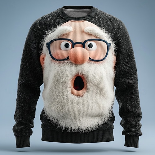Ugly Christmas Sweater Men's Cartoon Santa Claus Print Pullover Sweater Jumper Knitwear Crewneck Casual Vacation Daily Festival Keep Warm Long Sleeve Fall Winter Black Red Green  Ugly Christmas Sweater Men's Cartoon Santa Claus Print Pullover Sweater Jumper Knitwear Crewneck Casual Vacation Daily Festival Keep Warm Long Sleeve Fall Winter Black Red Green