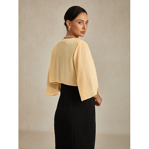  Női Flowy felsők Sifon felsők Tömör szín Elegáns Háromnegyedes Aszimmetrikus Crop Tops Esküvői vendég Pezsgő Nyár Tavasz Ősz