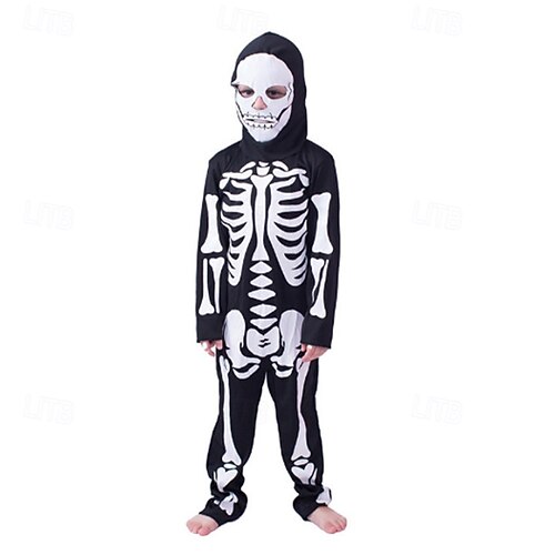 Skeleton Skull Halloween Cosplay Costume One Piece Kid's Boys