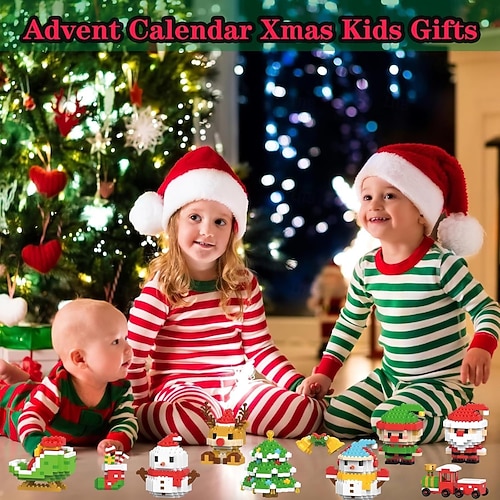  Bausteine im Weihnachtsmann-Design, 12er-Pack Weihnachtsbausteine, Ornamentspielzeug, Mini-Baufiguren, Weihnachtsstrumpffüller, Partygeschenke, ideal als Weihnachts-, Neujahrs- und Geburtstagsgeschenk