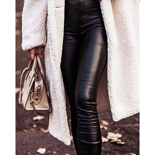  Dames Winterjas Fleecejack Houd Warm Comfortabel Zak Knop Modieus Casual Effen Vakantie Straat Casual Alledaagse kleding Enkele rij knopen Lang Capuchon Normale pasvorm Lange mouw bovenkleding Beige