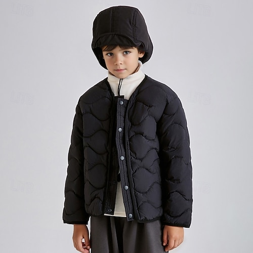 Kids Boys' Down Coat Puffer Jacket Outerwear Solid Color Long
