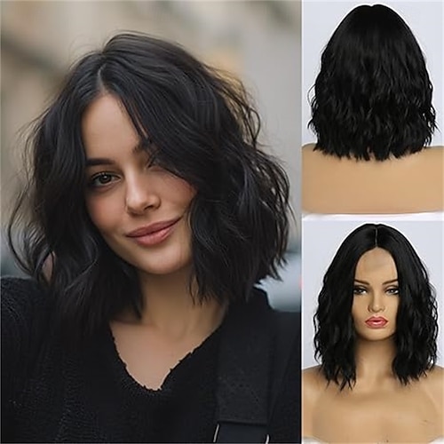 Short Ombre Blonde Wavy Wig for Women 12 Inch Shoulder  display picture 2