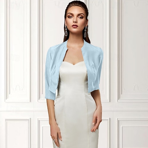 satin bolero jackets for evening dresses Satin Bolero Jacket 20 / Silver main image 1