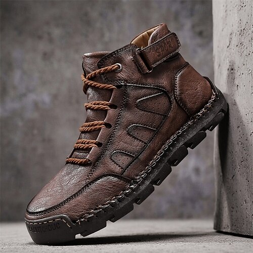 Brown Ankle-High Lace-Up Boots with Rugged Design Suede Brown Lace up Boots | Blend of Elegance and Toughness main image 4