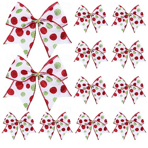 Produktbild von Kaufe 10-teiliges Weihnachtsschleifen-Set Mit Glöckchen Für Dekorationen Und Bastelarbeiten, Mini-Weihnachtsschleifen-Set Für Baumkranz, Girlande, Geschenkdekoration, Weihnachtsfeier-Ornamente Zum Preis Ab 3.05